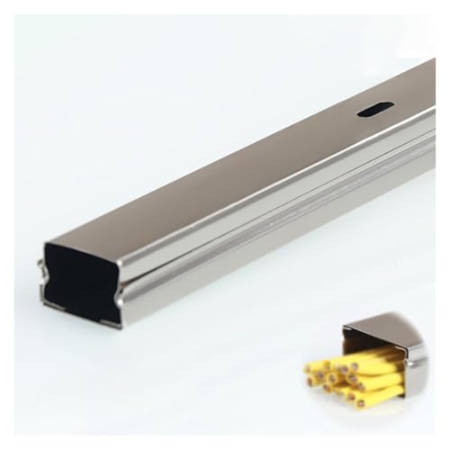 Canaleta decorativa para cables de acero inoxidable, kit plateado para cables de escritorio/puerta/altavoz/cables de alimentación, protector de cables para evitar tropiezos (soporta 32 cables) miniatura 1