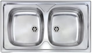 Lavello Cucina 2 vasche Inox 86 x 50 cm - 011554.X1.01.2016