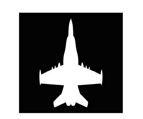 Fighter Jet Top Vinyl Decal | White | Made in USA by Foxtail Decals | for Car Windows, Tablets, Laptops, Water Bottles, etc. | 3.2 x 4.5 inch