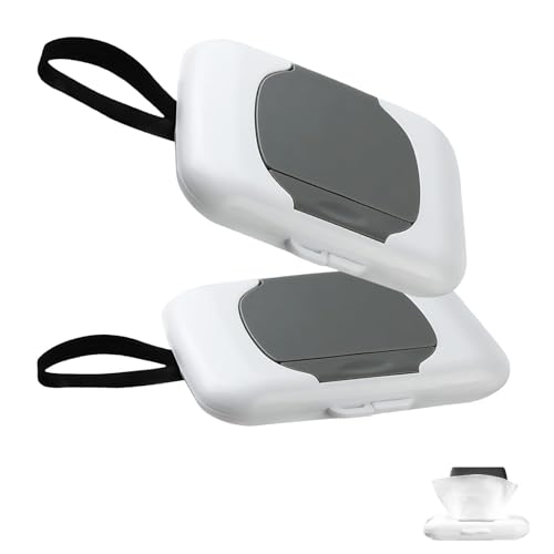 louuuou 2 Pack Wet Wipes Dispenser Box, Baby Wipes Dispenser Portable Wet Wipe Holder, Double Cover Dustproof Waterproof and Can Be Suspended Design Wipe Storage Holders
