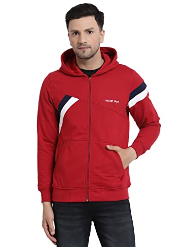 Image of Kalt Men Full Sleeves Zipper Fleece Striped Hoodie
