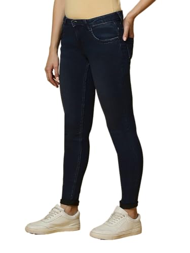 Image of TWGE - Women's Low Rise Skinny Fit Jeans - Single Button, Stretchable Denim Pants - Ankle Length - Stylish Casual Wear