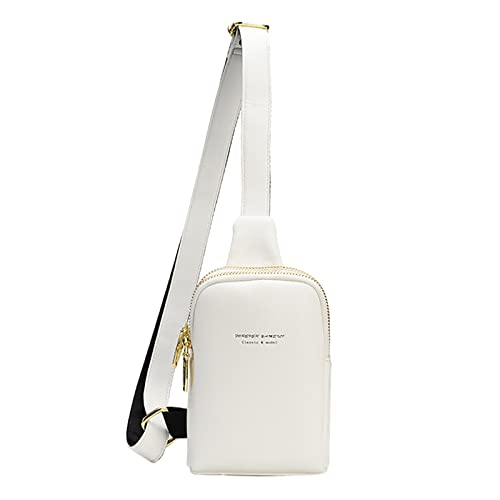 Genérico Bolso de hombro para mujer cartera para mujer gran capacidad Con cremallera para universidad, trabajo, diario (White, One Size)