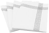 ZOLLNER 4er-Set Geschirrtücher, 100% Leinen, 50x70 cm, weiß-grau