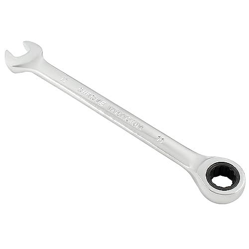 Jiozermi 11mm Ratcheting Combination Wrench, 72 Teeth Metric Ratcheting Wrench SAE 12 Point Ratchet Box Ended Spanner Tools
