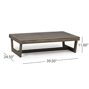 GDFStudio Outdoor Acacia Wood Coffee Table Gray