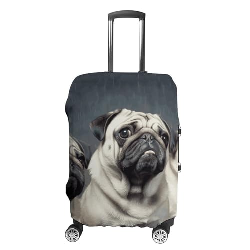 Funny Pug Dog Printed Luggage Cover Protector, Fits 18-32 Inch Luggage