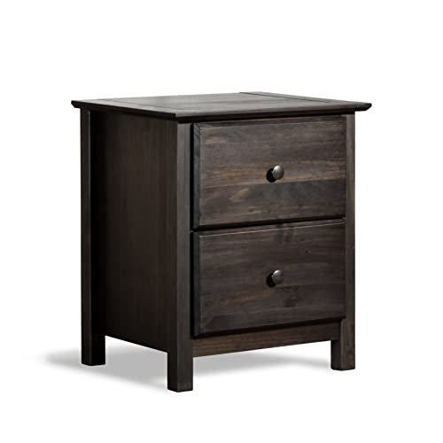 Image of Grain Wood Furniture Shaker 2-Drawer Bedside Nightstand, Solid Wood with Expresso Finish