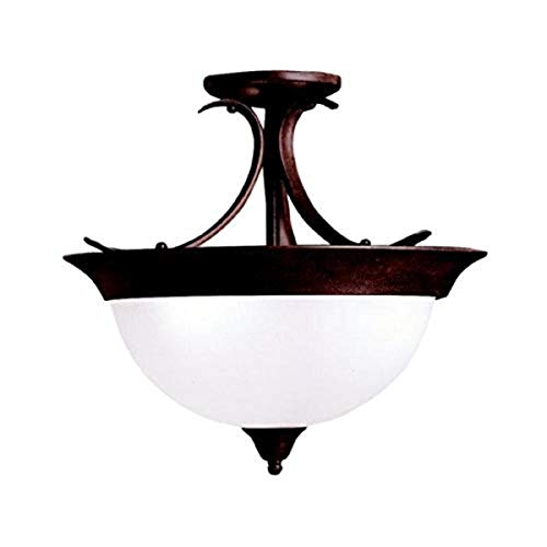 Kichler Dover 15.25" 3 Light Semi Flush with Alabaster Swirl Glass in Tannery Bronze
