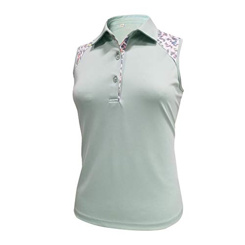 Monterey Club Women's Fun Leopard Contrast Sleeveless Top #2425 (Fairest Jade, Medium)