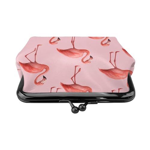 Pu Leather Buckle Coin Purse Tropical Flamingo Pattern Girls Kiss-Lock Change Purse Wallets2