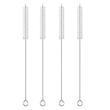 4 Pack Straw Cleaner Brush, Reusable Metal Handles Straw Cleaner Brush Extra Long for Stanley Mug 40, 30, 20 oz, 10mm Wide Straw Cleaner Brush for Sippy Cup, Water Bottle and Tubes (Clear+Clear)
