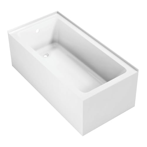 Aqua Eden VTAP6030L22TS 60-Inch Acrylic 2-Wall Corner Alcove Tub with Left Hand Drain, White
