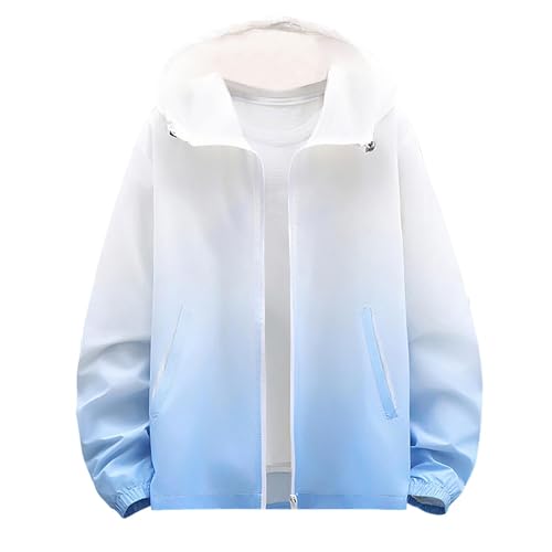 Sun Hoodie for Men Gradient Design UPF 50 Fishing Long Sleeve Work Shirt Hooded Windbreaker Water Rash Guard Shirts
