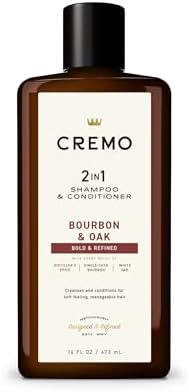 Cremo 2-in-1 Mens Shampoo & Conditioner, Bourbon & Oak, 16 Fl Oz