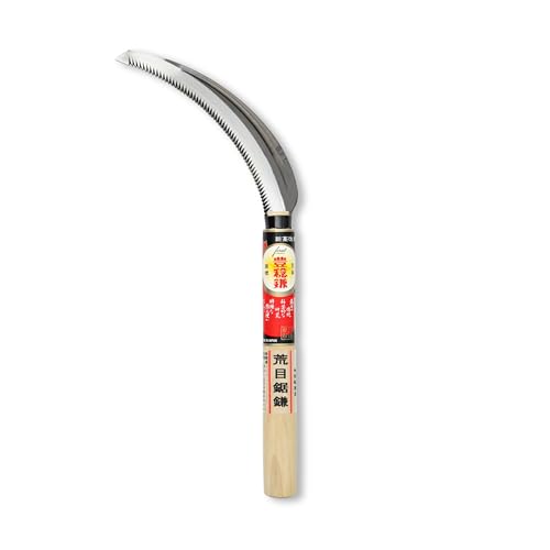 forest Originals Hounen Miyawaki Japanese Weeding Sickle (Kama) Curved Saw-Tooth Edge Non-Twisted Blade High-Carbon Japanese Steel Lightweight Natural Wood Handle Made in Japan