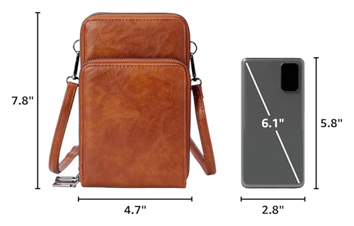 Image of myfriday Small Cell Phone Crossbody Bag, Multi-pocket & 6 Card Slots | 6 card slots, multi-pocket zipper layout and soft synthetic leather keep phone, lipstick, coins and keys ready outdoors