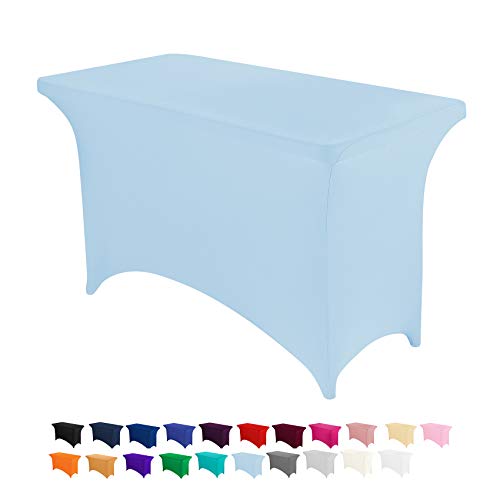 Image of Peomeise 4FT Spandex Table Cover Rectangular Stretch Spandex Tablecloth (Blue Mist,4FT)