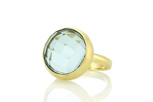 Bague en topaze bleue anneau or 14k anti-ternissement quotidien