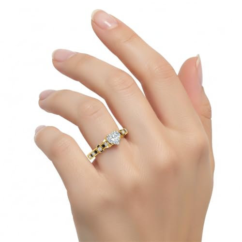Bague en pierre de cœur plaqué or jaune ajustable pour fiançailles décontractées