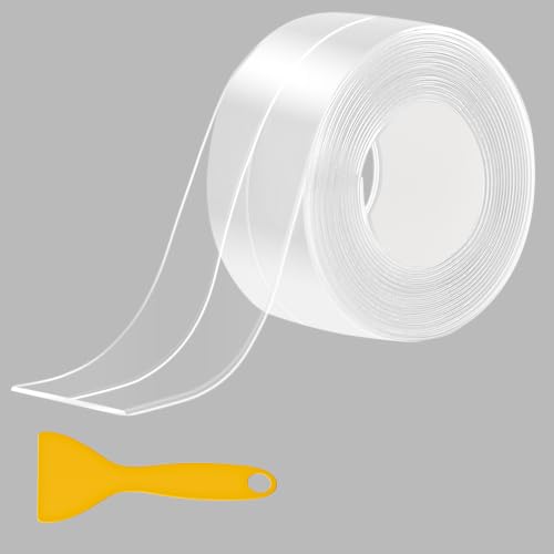 Image of Fixmend Clear Caulk Tape, 1 Roll Self Adhesive Caulk Strip Waterproof, Caulking Sealant Tape for Kitchen, Countertop, Bathroom, Sink, Shower, Bathtub, Toilet Edge Protector with Sealing Tool