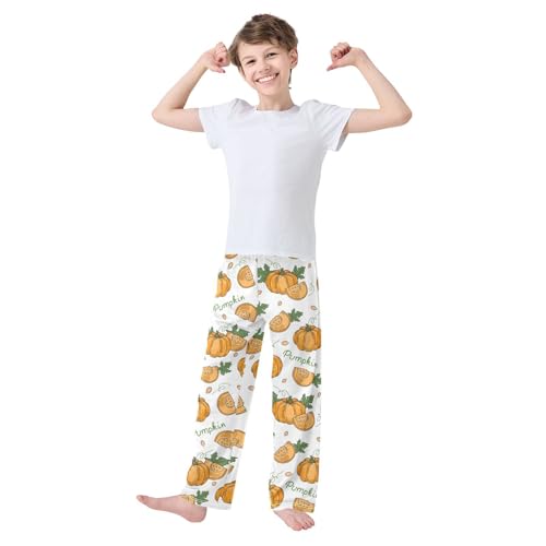 Pumpkin Slice Boys Long Pants Soft Trousers Elastic Waist Kids Lounge Bottoms with Pockets S-XL2