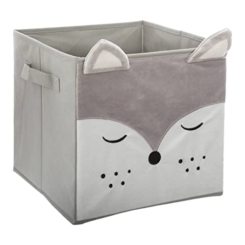 Atmosphera - Bac de Rangement Enfant Renard - Velours - Gris