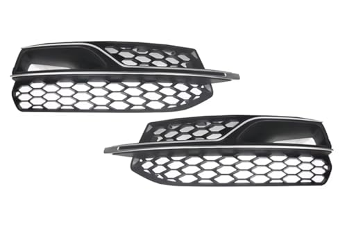 Grille antibrouillard Audi A3 S3 2014-2017 nid d'abeille avec jonc chromé 2 pces