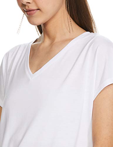 Image of Marks & Spencer Womens Solid Polyester Blend V-Neck Relaxed Fit T Shirt