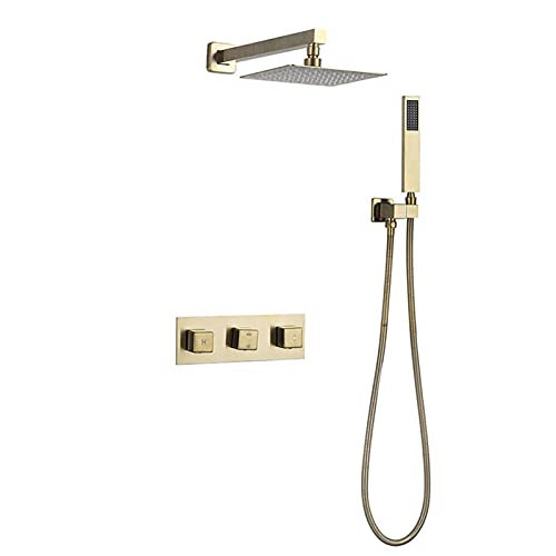 Douche de tête pluie dorée pour salle de bain moderne avec combiné douchette à main pratique