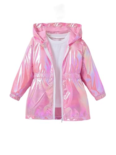 SOLY HUX Toddler Girl's Zip Up Hoodie Jacket Laser Shiny Long Sleeve Elastic Winter Warm Coats Clothes