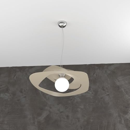 Suspension moderne d50 cm Warped sable E27 style géométrique - 2