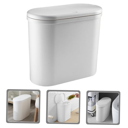Caneca de basura de plástico con tapa diseño delgado miniatura 6