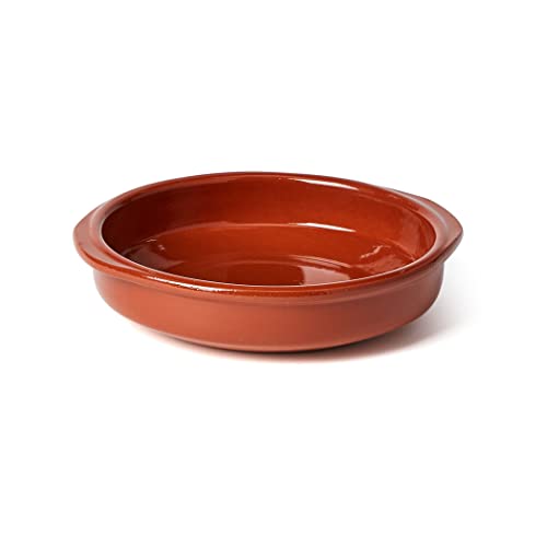 Arte Glazed Terracotta Round Oven Safe Serving Baking Tray Tapas Snack Dish Plate (Single 20Cm)