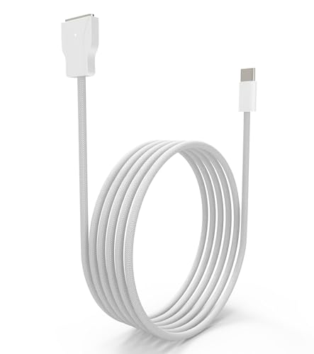 Aioum USB-C-auf-Magnetladekabel, 140 W, weißes, geflochtenes Kabel, 2 m lang, kompatibel mit MacBook 2021-2025.