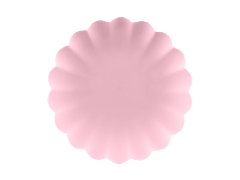 4 x Plastic Ruffle Plates, 22 x 22 cm, Pink, Reusable Plates