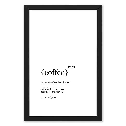 Ritwika's Minimal Abstract Wall Art Of Coffee Defination Painting With Frame For Home and Office Decor & Gift | Size 9.5 x 13.5 Inch, Set of 1, Black And White (18 - COFFEE)