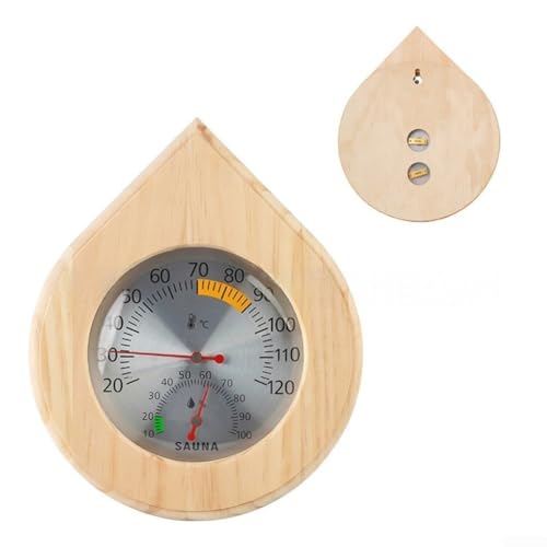 Thermomètre et hygromètre pour sauna, thermomètre et hygromètre, jauge de température et d'humidité en bois et cuivre pour salle de sauna, montage mural, compteur mécanique à cadran