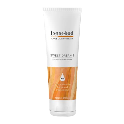 Benefeet Sweet Dreams Overnight Foot Repair – Rejuvenating Nighttime Cream – Made with Apple Cider Vinegar, Turmeric and Borage Oil – 4oz