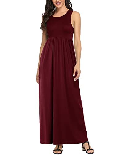 Image of Lacavocor Womens Summer Maxi Dress Tank Top Sleeveless Long Dresses