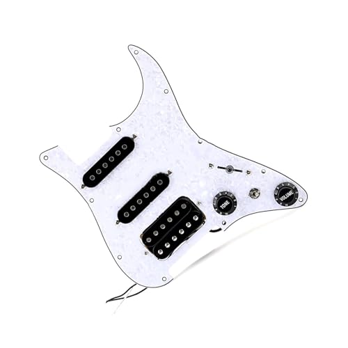 Plaque guitare SSH perle blanche boutons de contrôle et micros premium 3 plis - 2