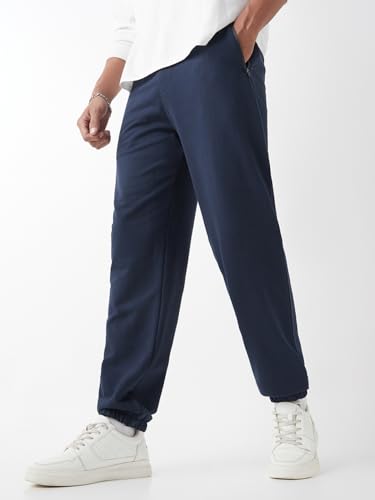 Image of Bewakoof Men's Solid Oversized Fit Cotton Poly Joggers