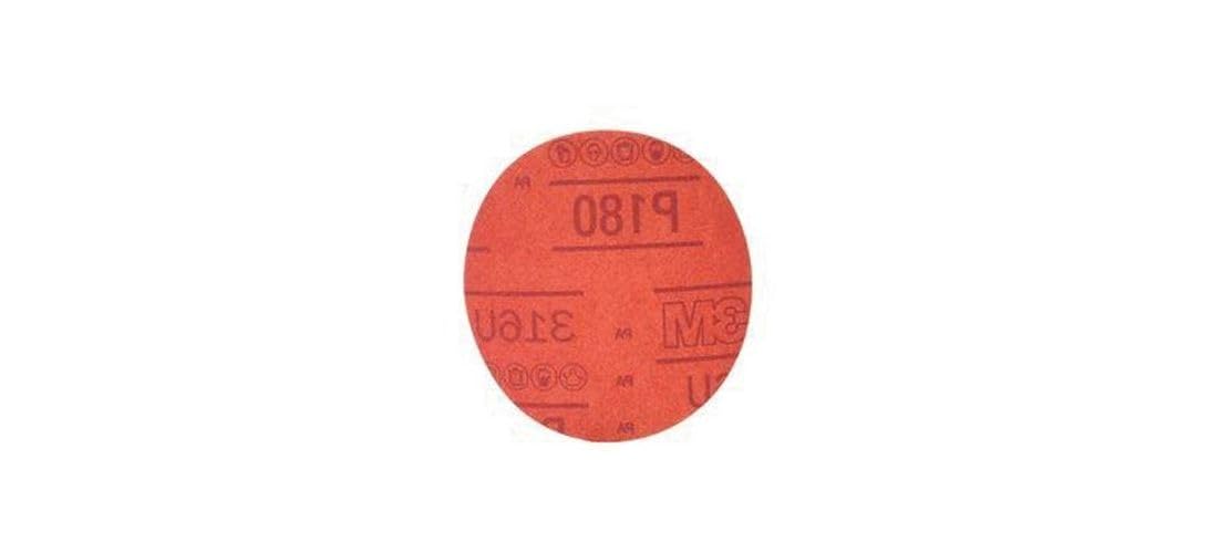 3M Hookit Red Abrasive Disc, 01298, 5 in, 180+ Grit No Hole, Pack of 50 for Auto Sanding, Primer Sanding, E-Coat Sanding