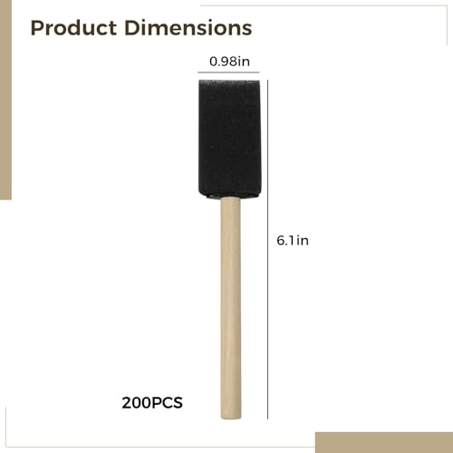 Brosse éponge mousse lavable avec manche en bois pour peinture créative