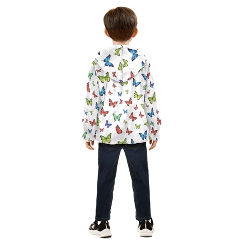 CHIFIGNO Butterfly White Toddler Boys Zip up Hoodie Light Soft Sweatshirt Jacket 3T4