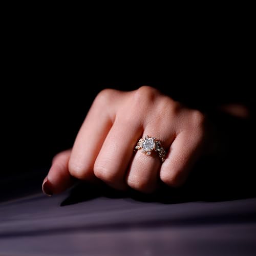 Certified Moissanite Flower Engagement Ring, D-Vs1 Quality, Moissanite 7mm Round Shape Engagement Ring - Ready To Gift3