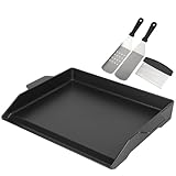 BBQ Future Universal Griddle for Gas Grill with spatula set, 18" x 14" Nonstick Cast Iron Outdoor Gas Grill Griddle Insert, Large BBQ Flat Top Plate fits Electric/Stove Accessories
