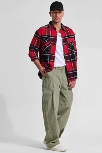 Image of SNITCH Button Closure Cotton Blend Light Weight Machine Wash Full Length Loose Fit Cargo Pants