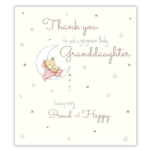 Image of New Baby Granddaughter Thank You Card - Gorgeous Granddaughter - Bear Design - Special Finish - Made in the UK - Eco-Friendly
