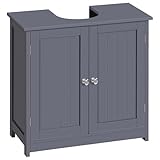 WOLTU Mueble para Debajo del Lavabo Madera, 2 Puertas para Cuarto de Baño 60x60x30cm, Gris